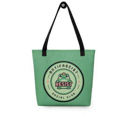 Antifascist Resist Tote Bag | Cute Frog Social Club Design - Spinsterly Co