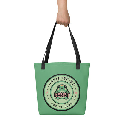 Antifascist Resist Tote Bag | Cute Frog Social Club Design - Spinsterly Co