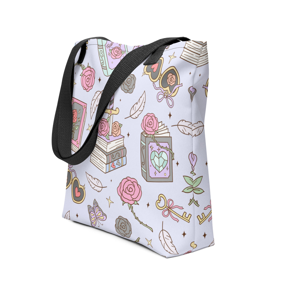 Bookish Fantasy Tote Bag | All-Over Print Lavender Bag - Spinsterly Co