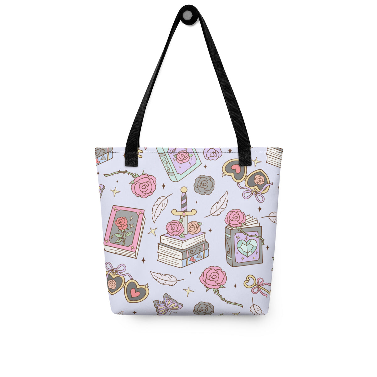 Bookish Fantasy Tote Bag | All-Over Print Lavender Bag - Spinsterly Co