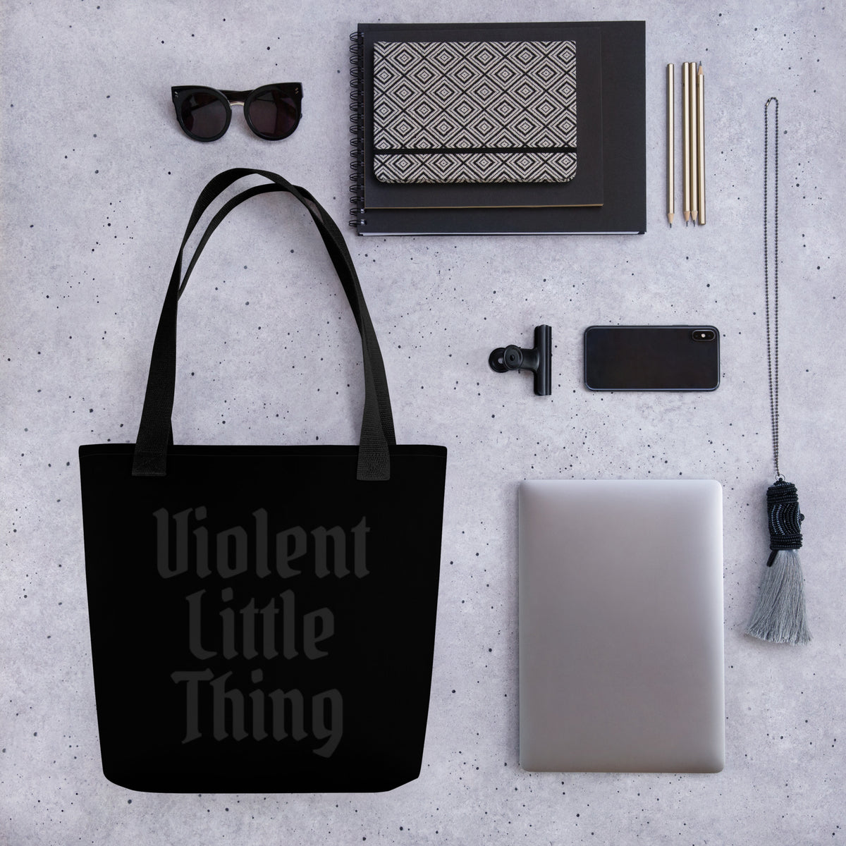 Violent Little Thing Tote Bag | Gothic Blackletter Romantasy Tote - Spinsterly Co
