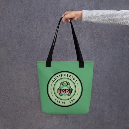 Antifascist Resist Tote Bag | Cute Frog Social Club Design - Spinsterly Co
