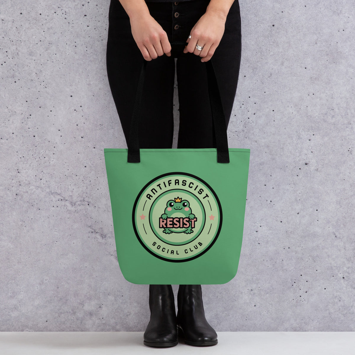 Antifascist Resist Tote Bag | Cute Frog Social Club Design - Spinsterly Co