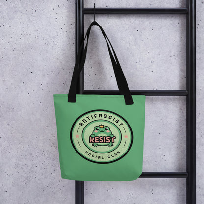 Antifascist Resist Tote Bag | Cute Frog Social Club Design - Spinsterly Co