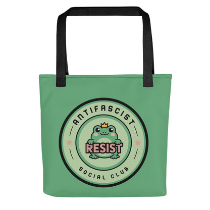 Antifascist Resist Tote Bag | Cute Frog Social Club Design - Spinsterly Co