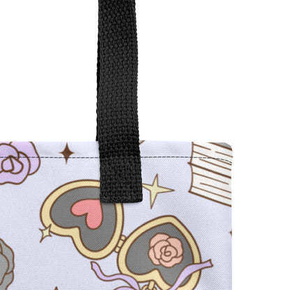 Bookish Fantasy Tote Bag | All-Over Print Lavender Bag - Spinsterly Co