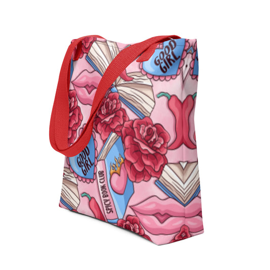 Spicy Book Club Tote Bag — Good Girl Bookish All-Over Print Bag - Spinsterly Co