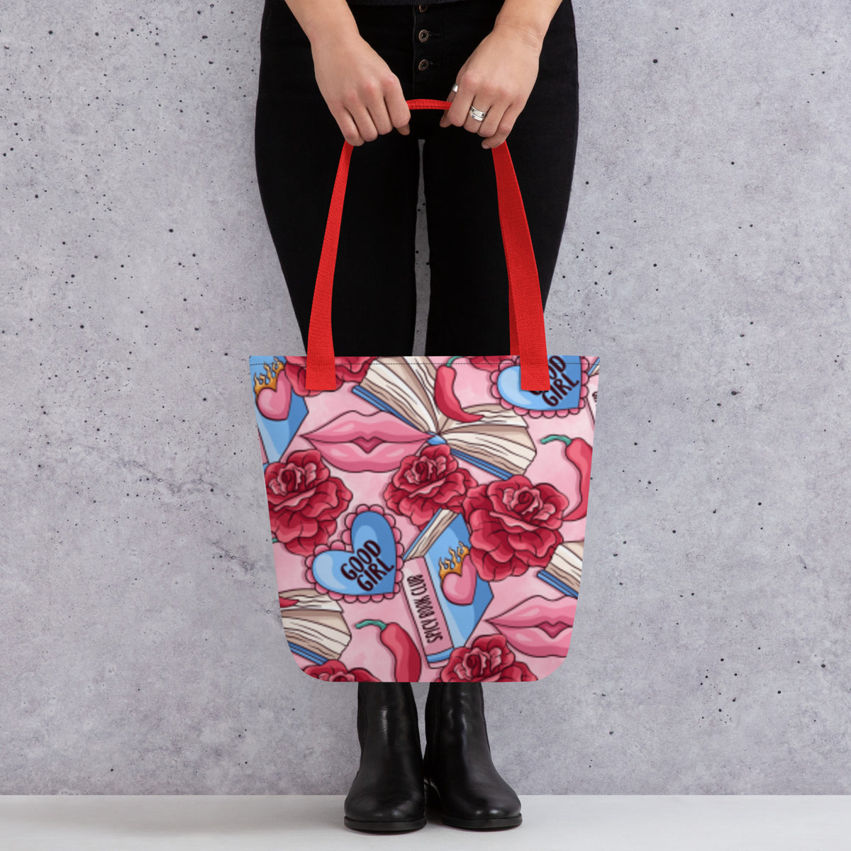 Spicy Book Club Tote Bag — Good Girl Bookish All-Over Print Bag - Spinsterly Co