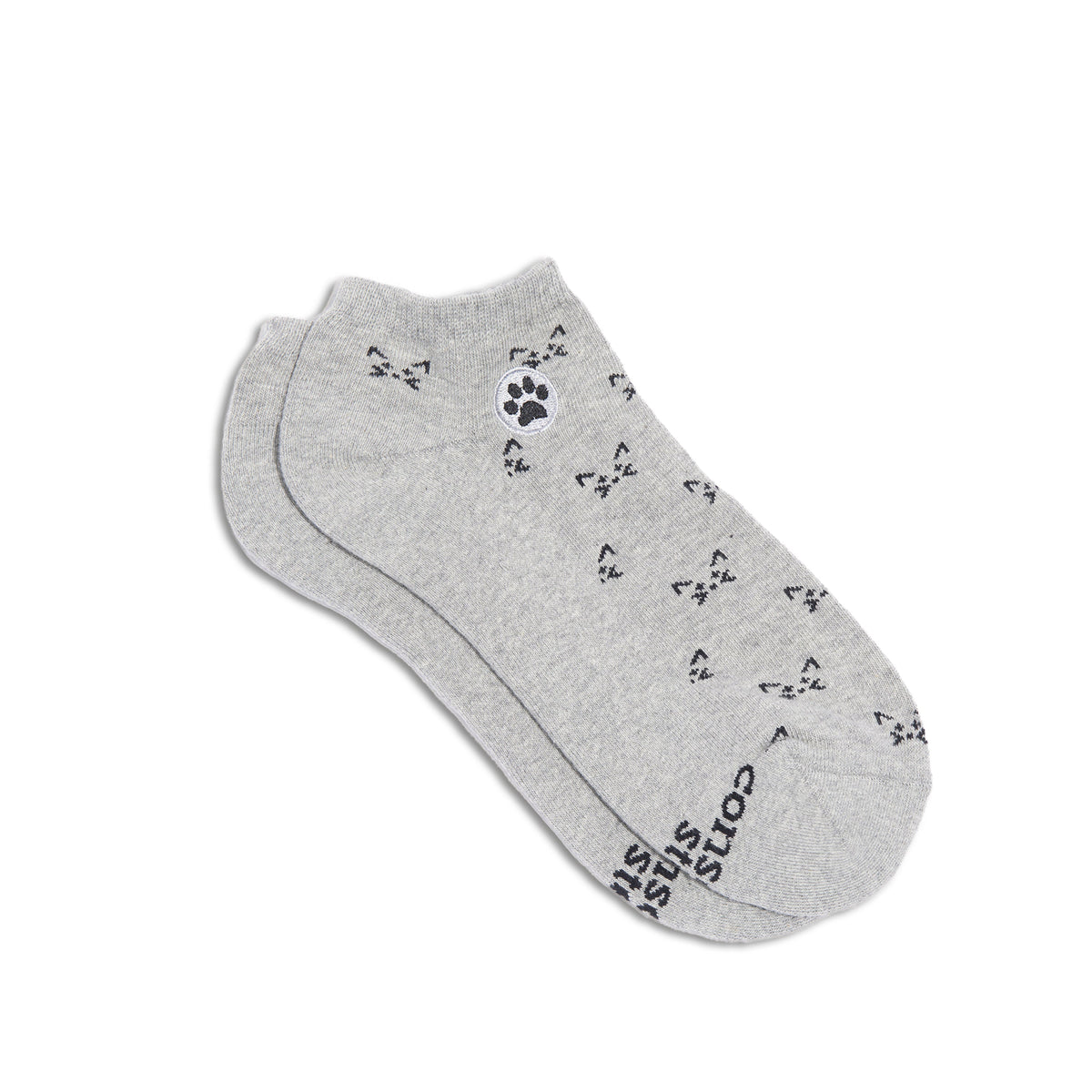 Socks that Save Cats — Cat Face Ankle Socks | Heather Grey | Cat Lover Gift | Organic Cotton - Spinsterly Co