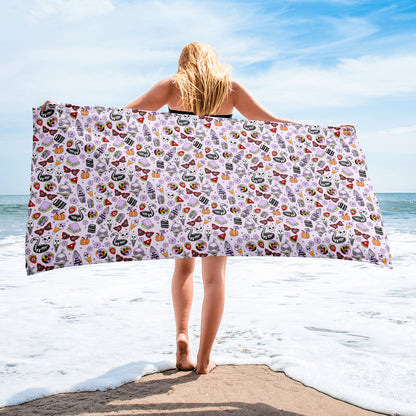 Summerween Beach Towel | Kawaii Goth Lavender Print - Spinsterly Co