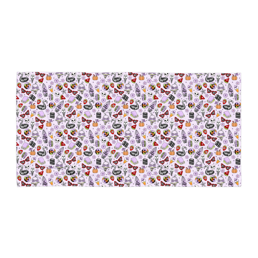 Summerween Beach Towel | Kawaii Goth Lavender Print - Spinsterly Co