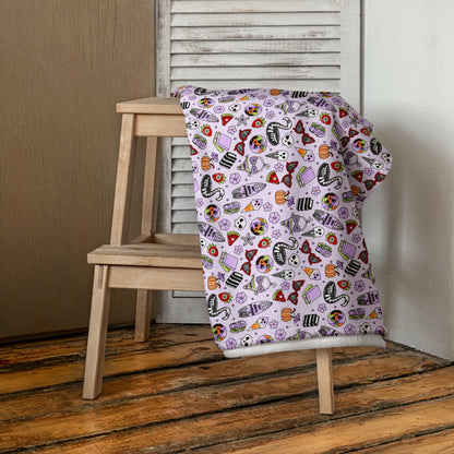 Summerween Beach Towel | Kawaii Goth Lavender Print - Spinsterly Co