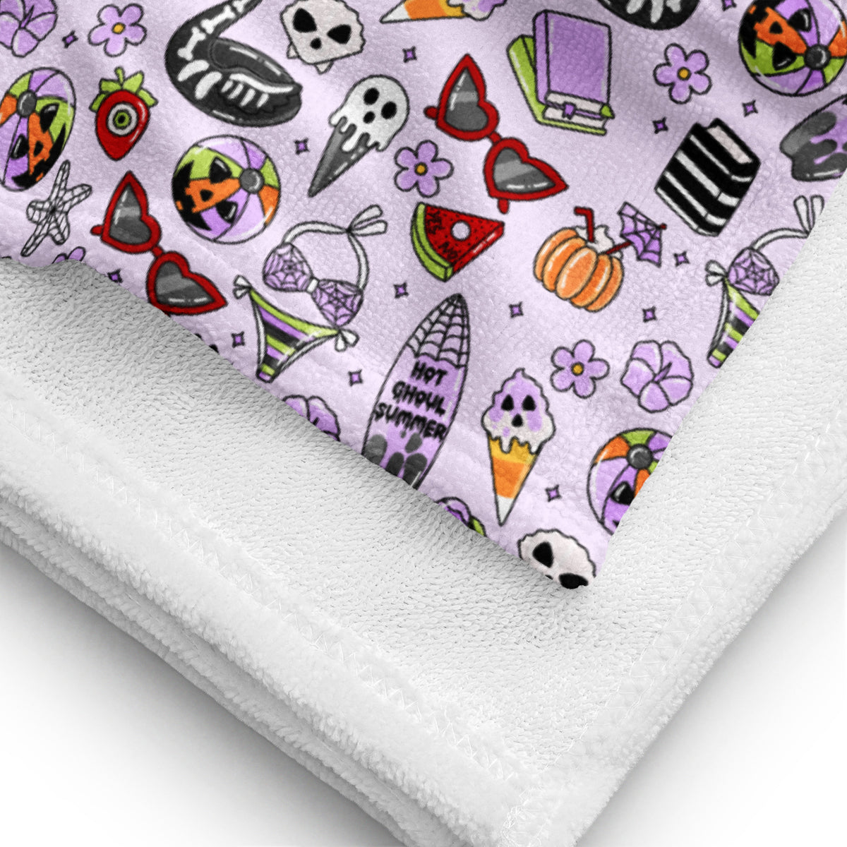 Summerween Beach Towel | Kawaii Goth Lavender Print - Spinsterly Co