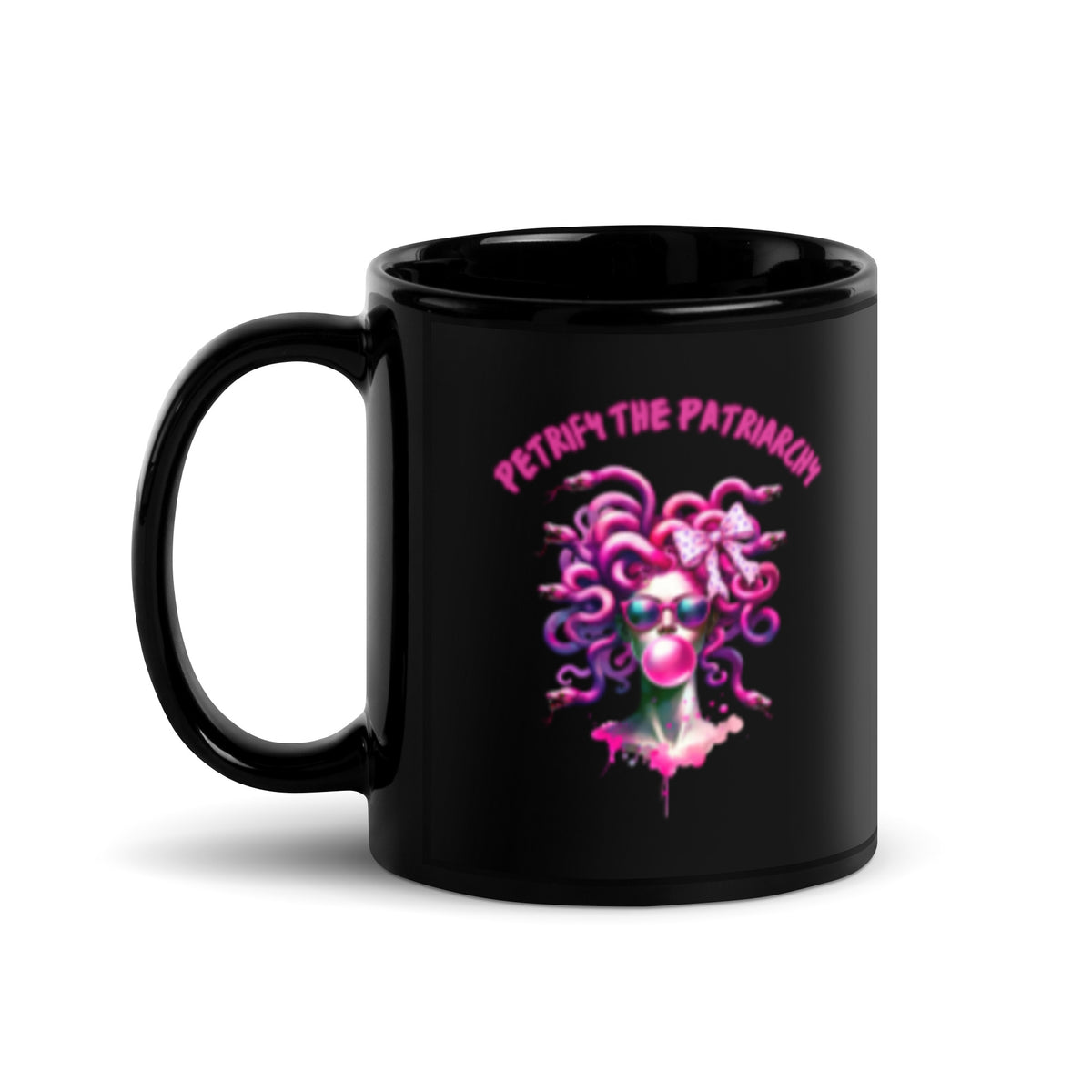 Petrify the Patriarchy Hot Pink Medusa Black Glossy Mug | Feminist Witchy Gift - Spinsterly Co