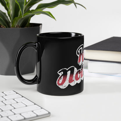 Riots Not Diets Distressed Retro Script Black Glossy Mug | Feminist Body Positive Gift - Spinsterly Co