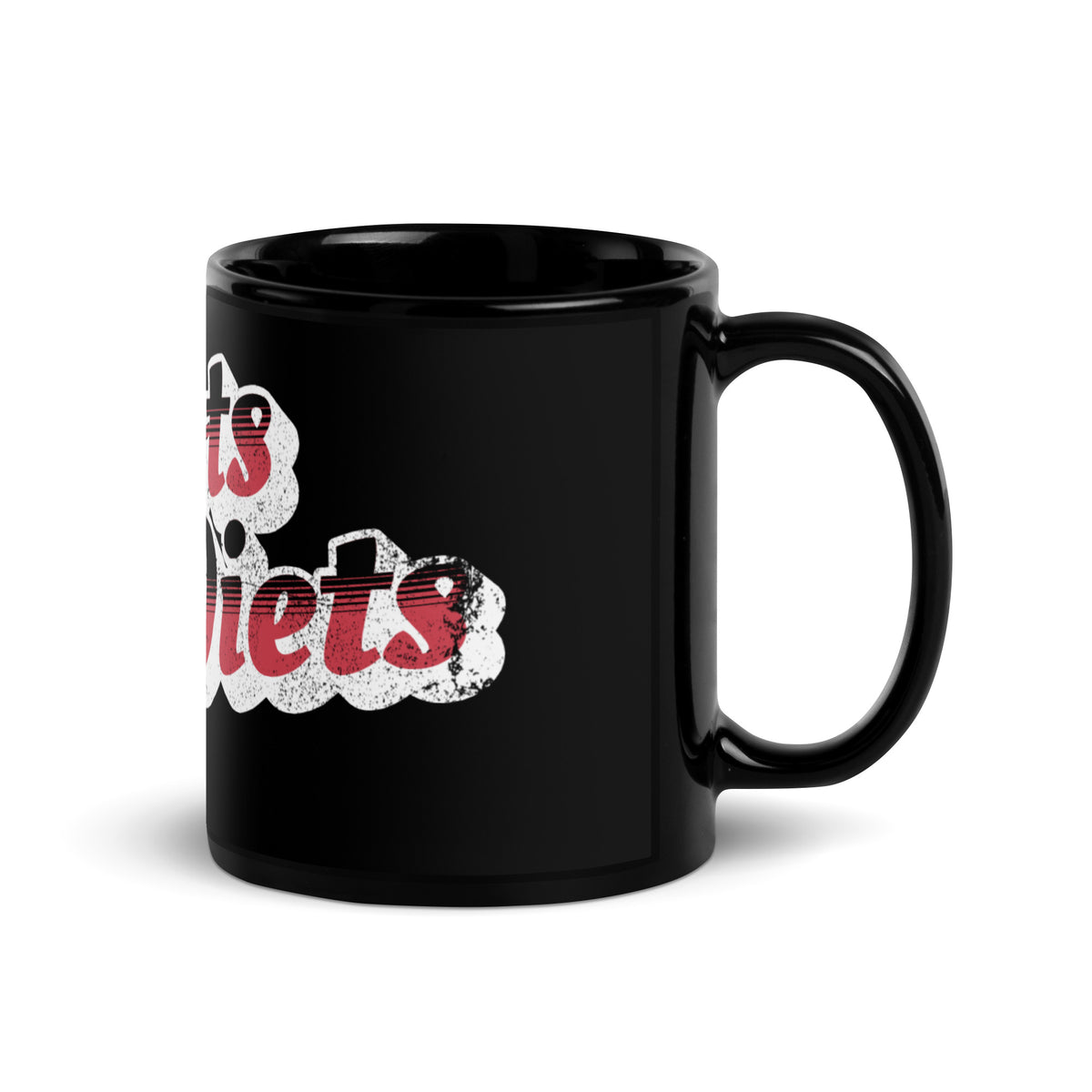 Riots Not Diets Distressed Retro Script Black Glossy Mug | Feminist Body Positive Gift - Spinsterly Co