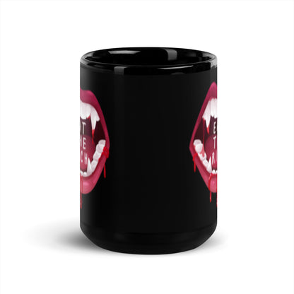 Eat the Rich Vampire Fangs Black Glossy Mug | Funny Activist Anti-Capitalist Gift - Spinsterly Co
