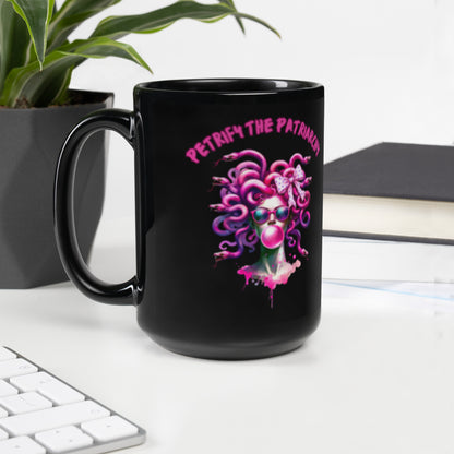 Petrify the Patriarchy Hot Pink Medusa Black Glossy Mug | Feminist Witchy Gift - Spinsterly Co
