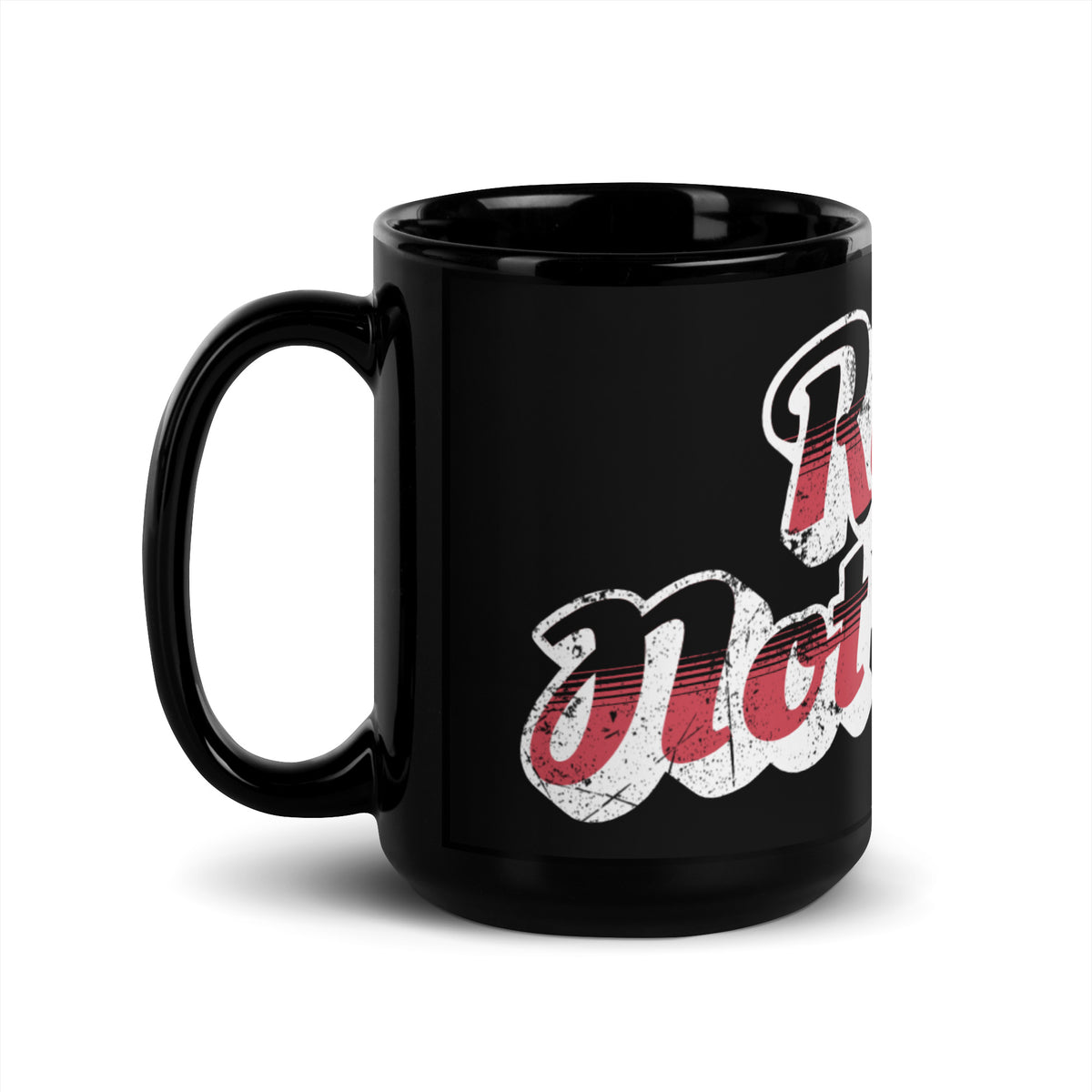 Riots Not Diets Distressed Retro Script Black Glossy Mug | Feminist Body Positive Gift - Spinsterly Co