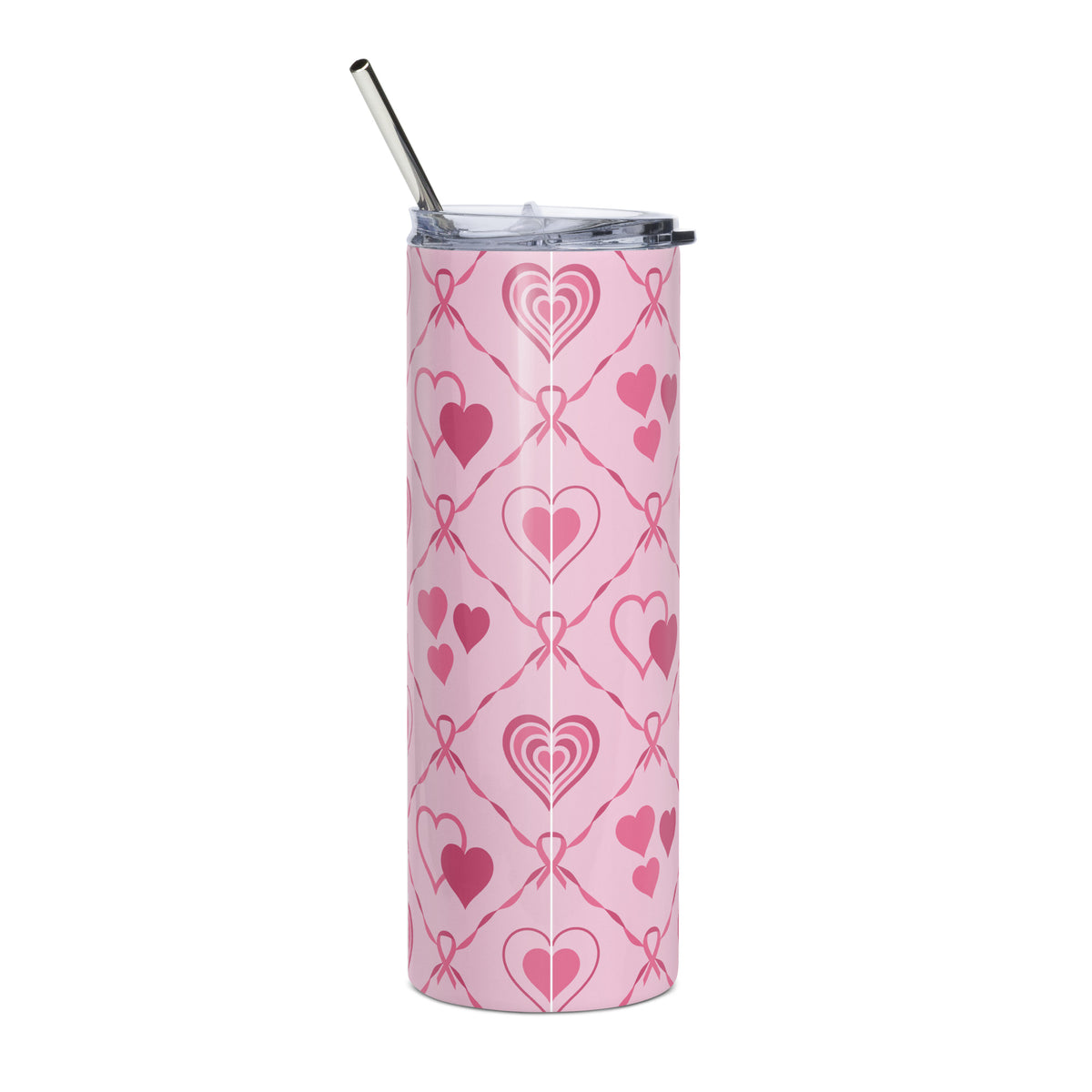 Breast Cancer Awareness Tumbler with Stainless Steel Straw | 20 oz Pink Ribbon Gift - Spinsterly Co