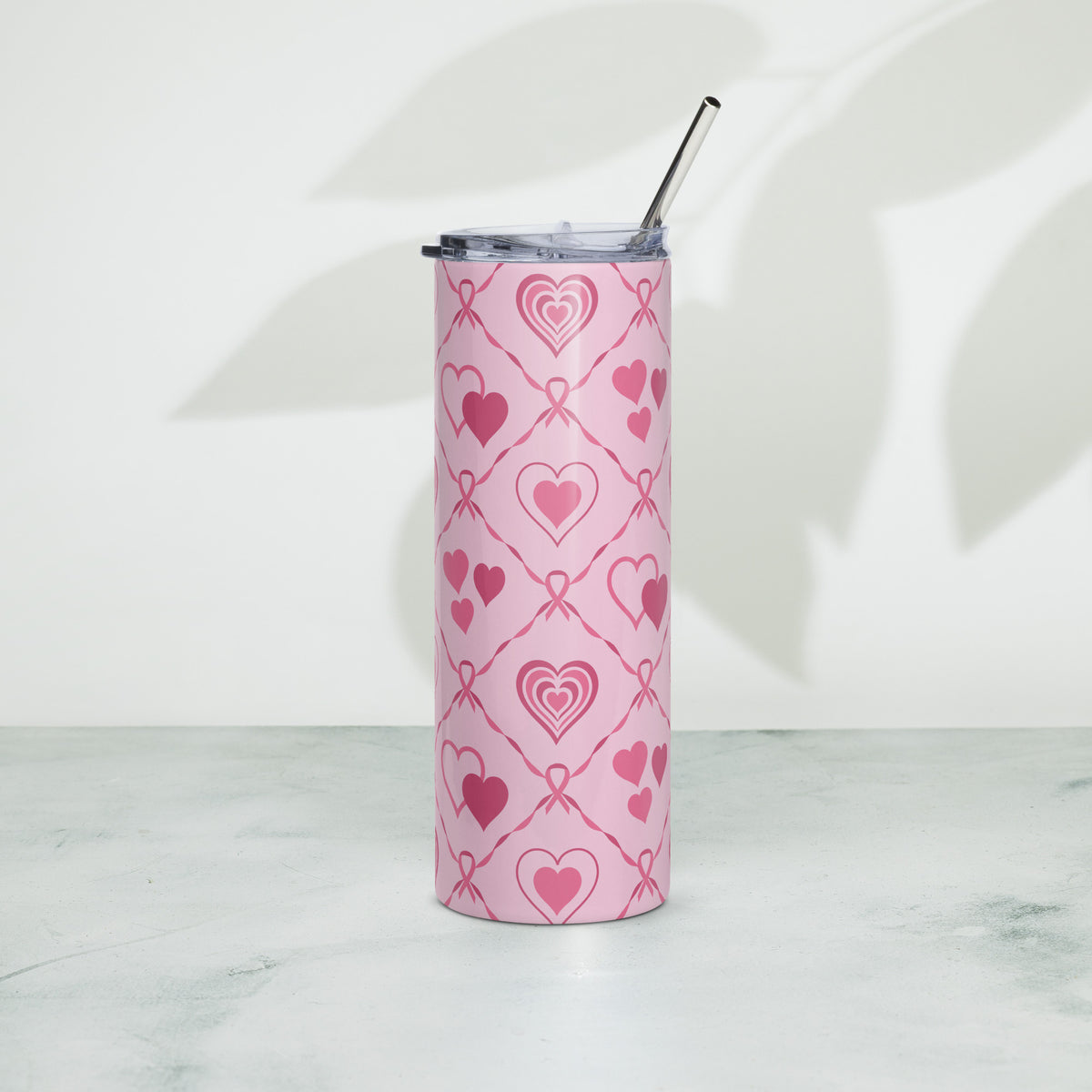 Breast Cancer Awareness Tumbler with Stainless Steel Straw | 20 oz Pink Ribbon Gift - Spinsterly Co