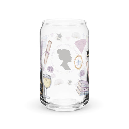 Regency Era Cameo Scatter Pattern Can-Shaped Glass Tumbler | Regency Romance Fan Gift 16 oz - Spinsterly Co