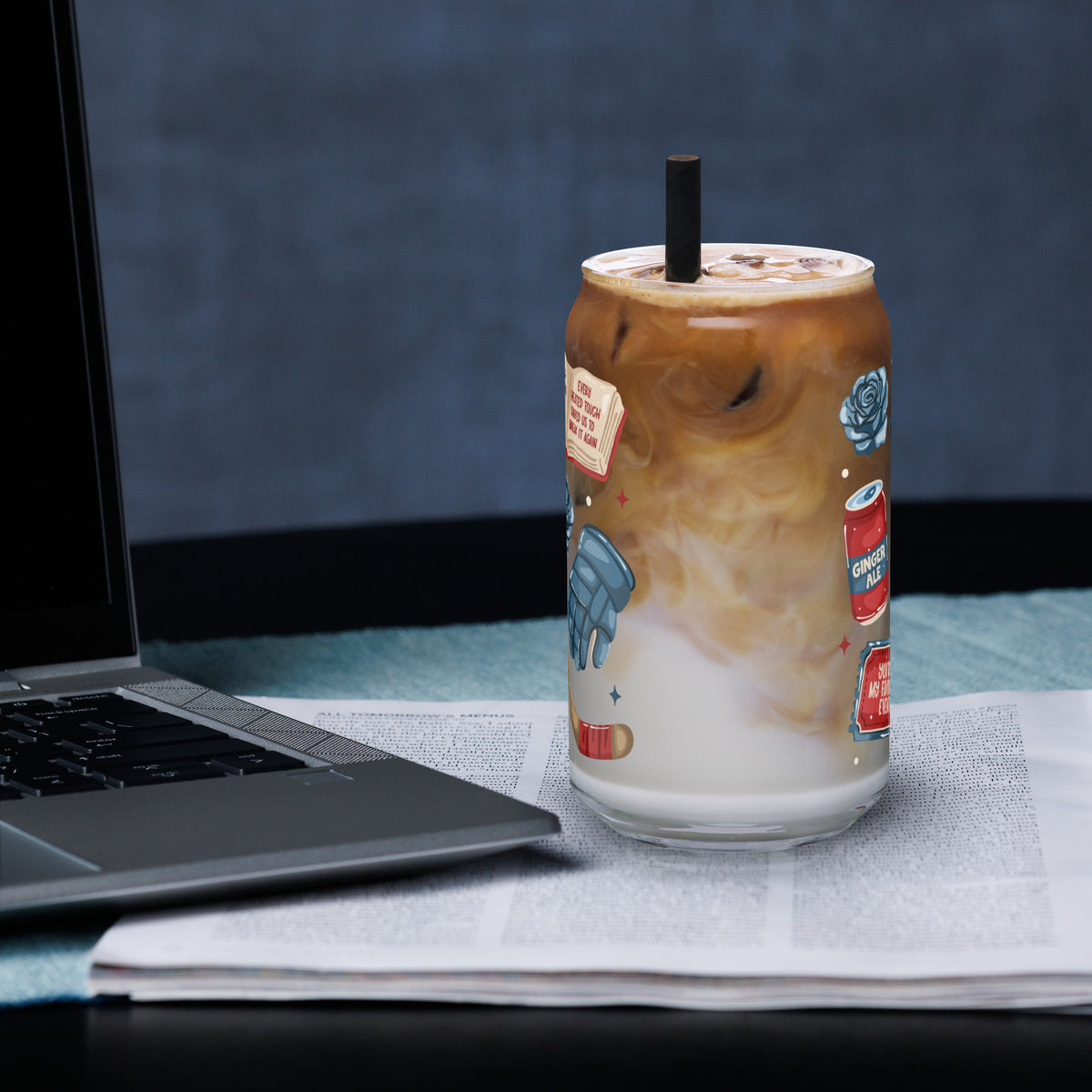 Queer Hockey Romance Bookish Glass Can Tumbler | Queer Sports Romance Reader Gift - Spinsterly Co