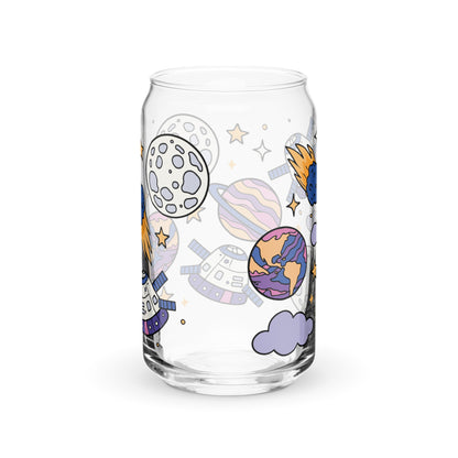 Kawaii Space Scatter Cosmic Glass Tumbler | Cute Space Gift for Iced Coffee 16 oz - Spinsterly Co