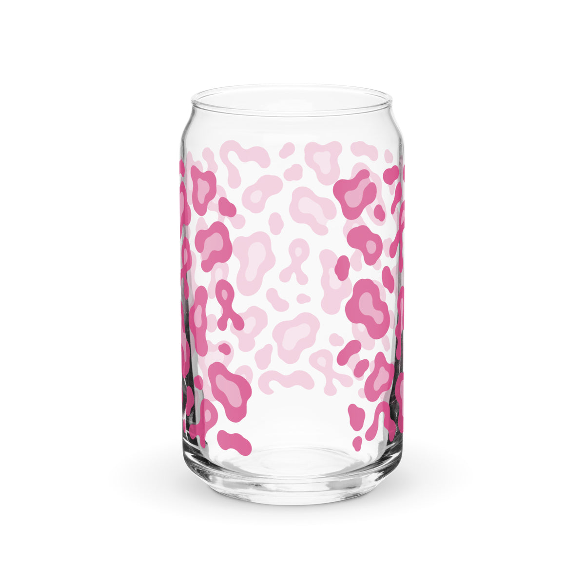 Pink Leopard Print Can-Shaped Glass | Breast Cancer Awareness Month - Spinsterly Co