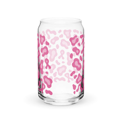 Pink Leopard Print Can-Shaped Glass | Breast Cancer Awareness Month - Spinsterly Co