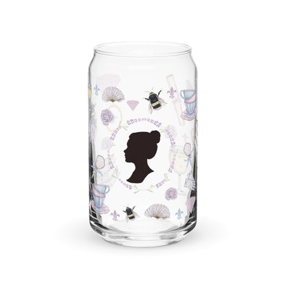 Regency Era Cameo Scatter Pattern Can-Shaped Glass Tumbler | Regency Romance Fan Gift 16 oz - Spinsterly Co