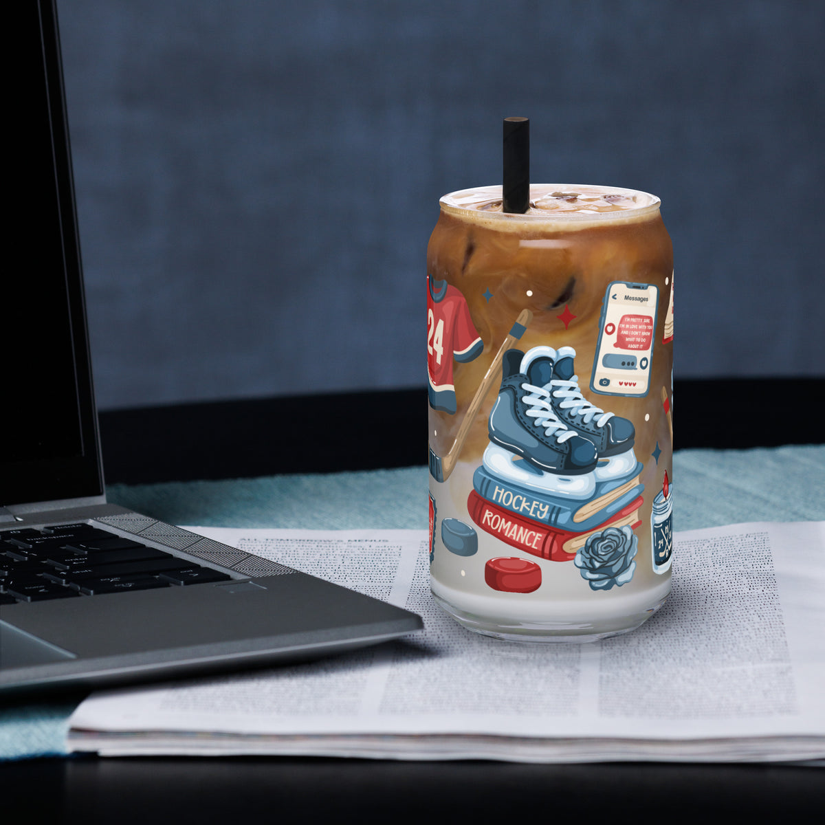 Queer Hockey Romance Bookish Glass Can Tumbler | Queer Sports Romance Reader Gift - Spinsterly Co