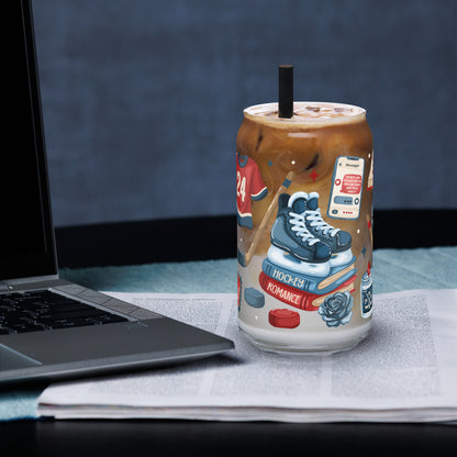 Queer Hockey Romance Bookish Glass Can Tumbler | Queer Sports Romance Reader Gift - Spinsterly Co