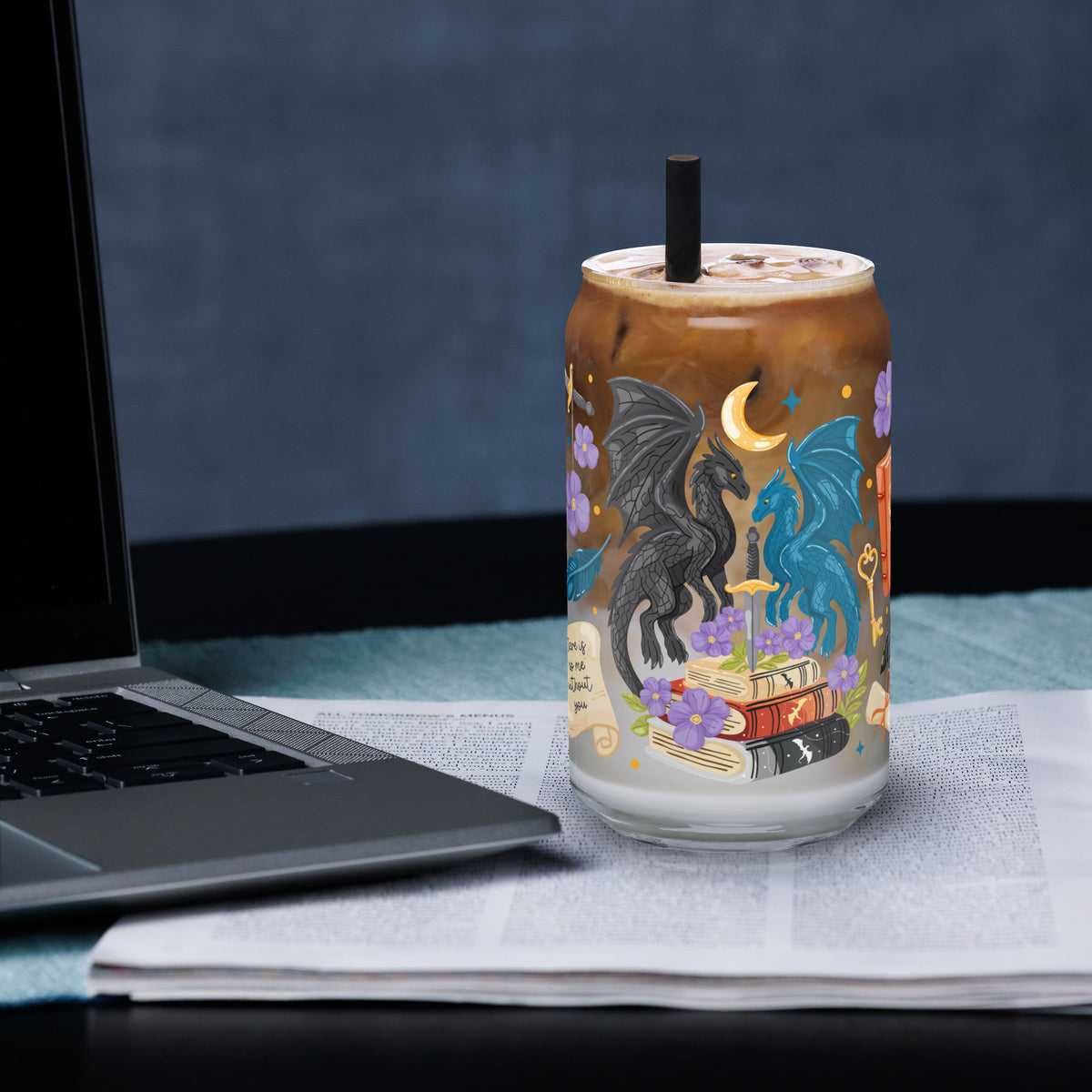Dragon Romantasy Bookish Glass Can Tumbler — Fantasy Reader Gift - Spinsterly Co