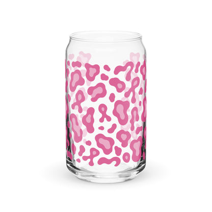 Pink Leopard Print Can-Shaped Glass | Breast Cancer Awareness Month - Spinsterly Co