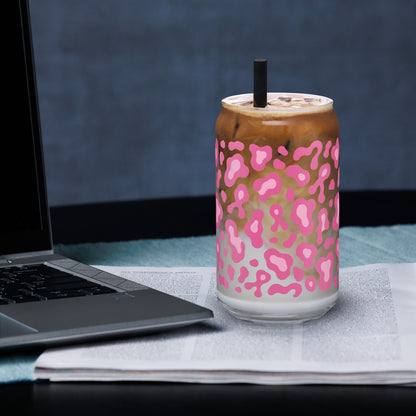 Pink Leopard Print Can-Shaped Glass | Breast Cancer Awareness Month - Spinsterly Co