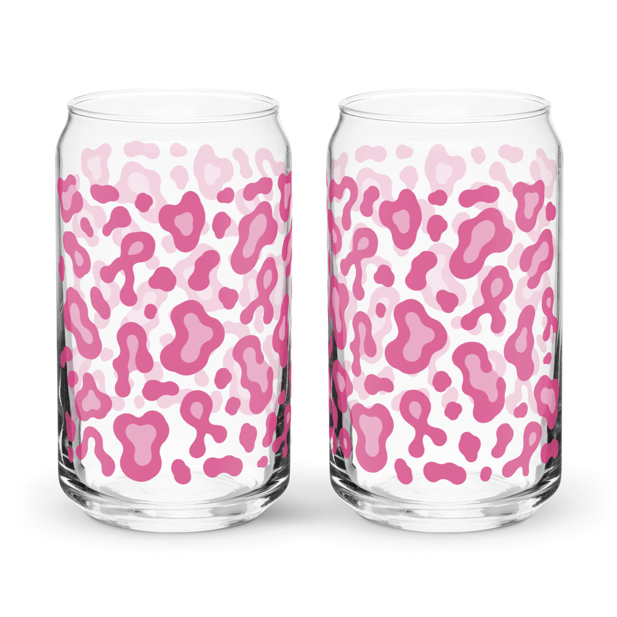 Pink Leopard Print Can-Shaped Glass | Breast Cancer Awareness Month - Spinsterly Co