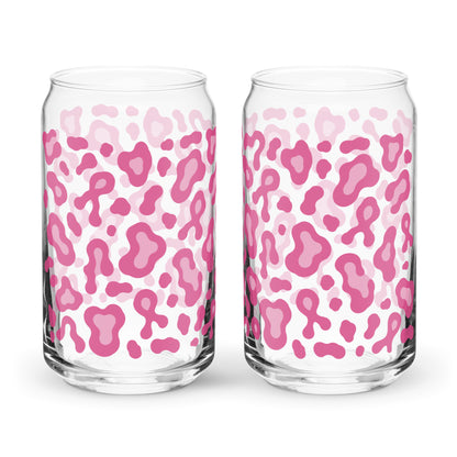 Pink Leopard Print Can-Shaped Glass | Breast Cancer Awareness Month - Spinsterly Co