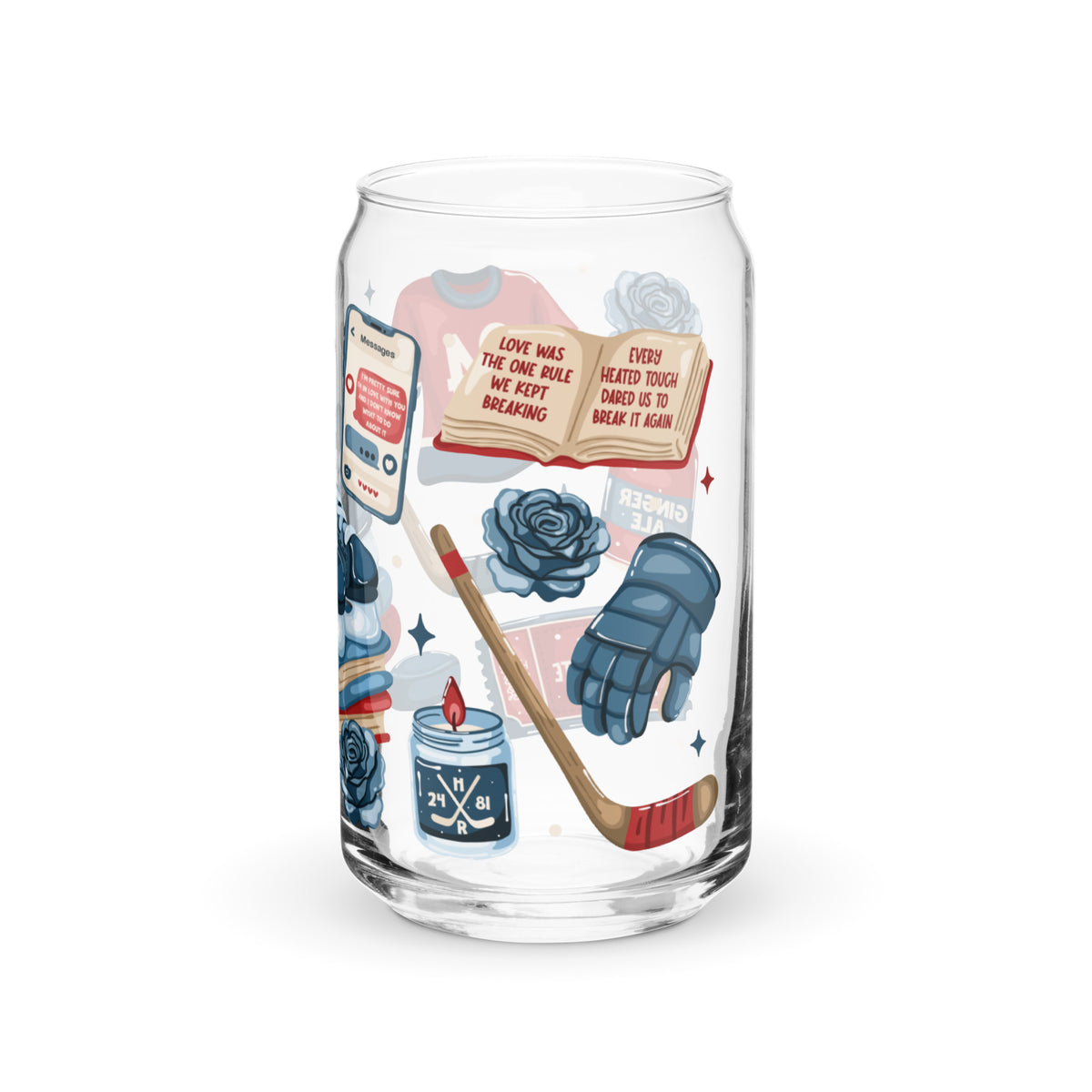 Queer Hockey Romance Bookish Glass Can Tumbler | Queer Sports Romance Reader Gift - Spinsterly Co