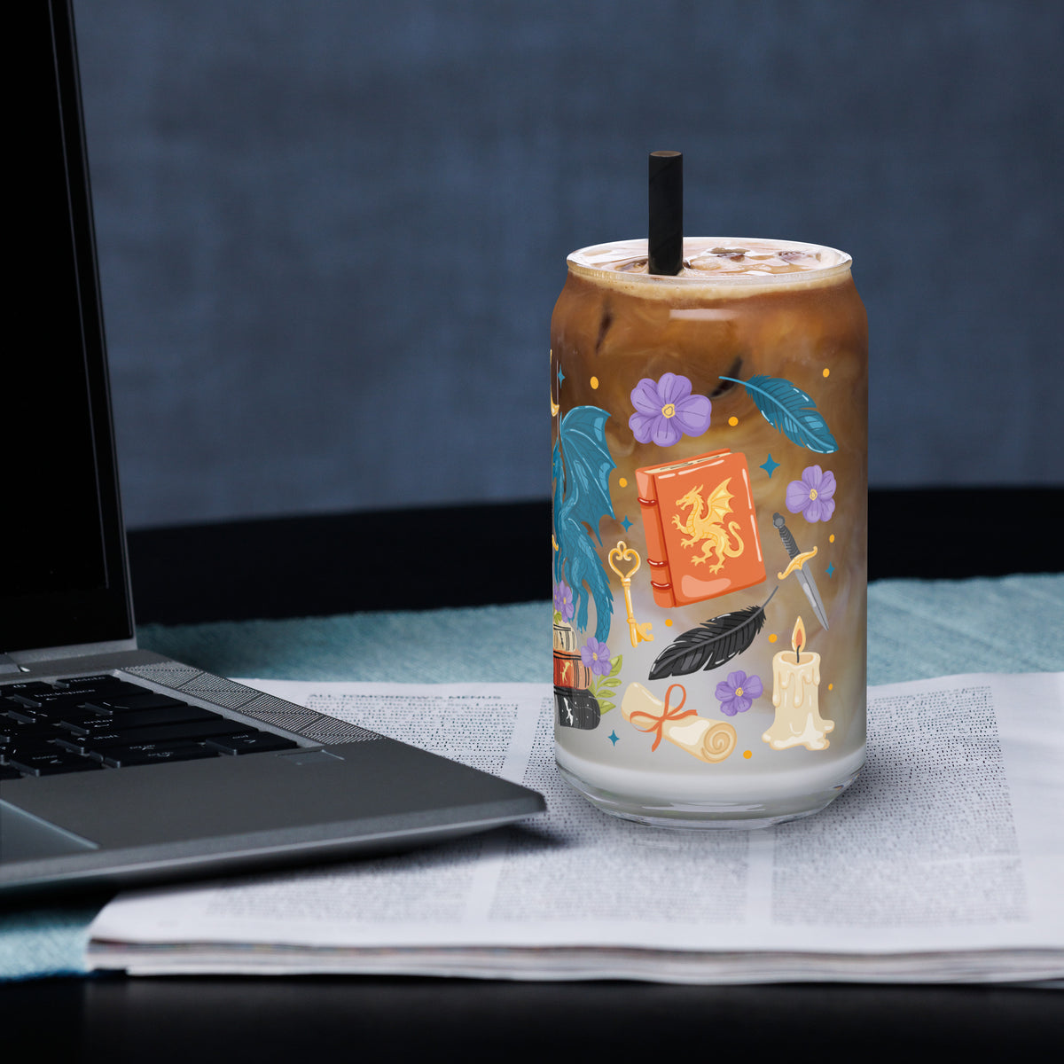 Dragon Romantasy Bookish Glass Can Tumbler — Fantasy Reader Gift - Spinsterly Co