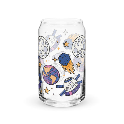 Kawaii Space Scatter Cosmic Glass Tumbler | Cute Space Gift for Iced Coffee 16 oz - Spinsterly Co