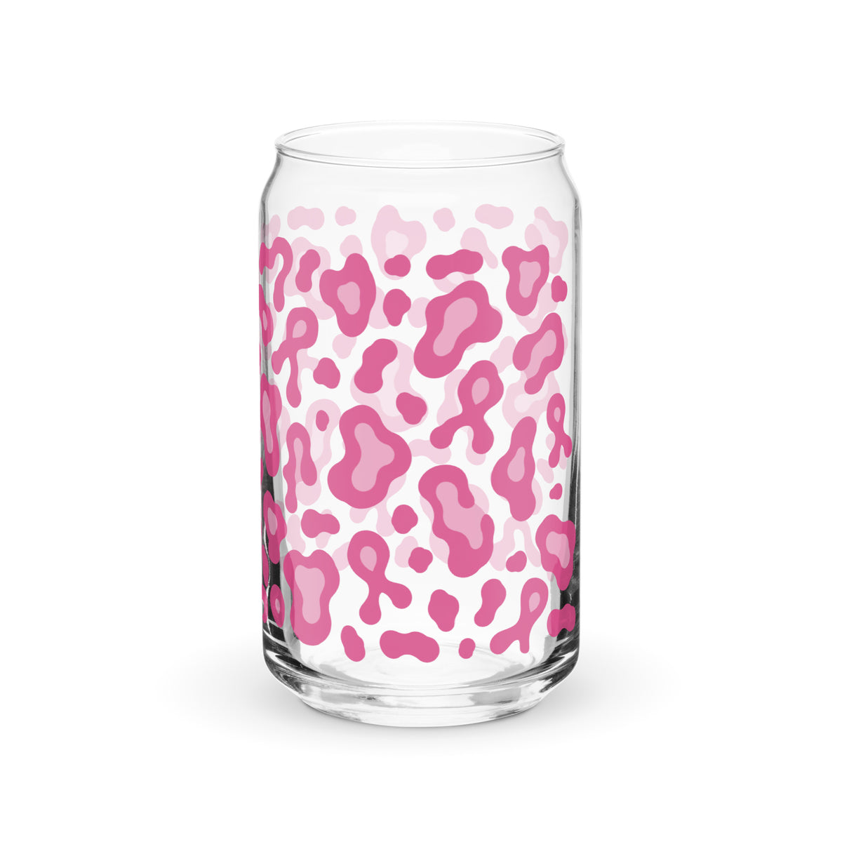 Pink Leopard Print Can-Shaped Glass | Breast Cancer Awareness Month - Spinsterly Co