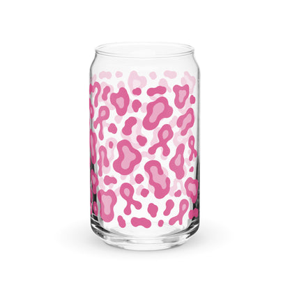 Pink Leopard Print Can-Shaped Glass | Breast Cancer Awareness Month - Spinsterly Co