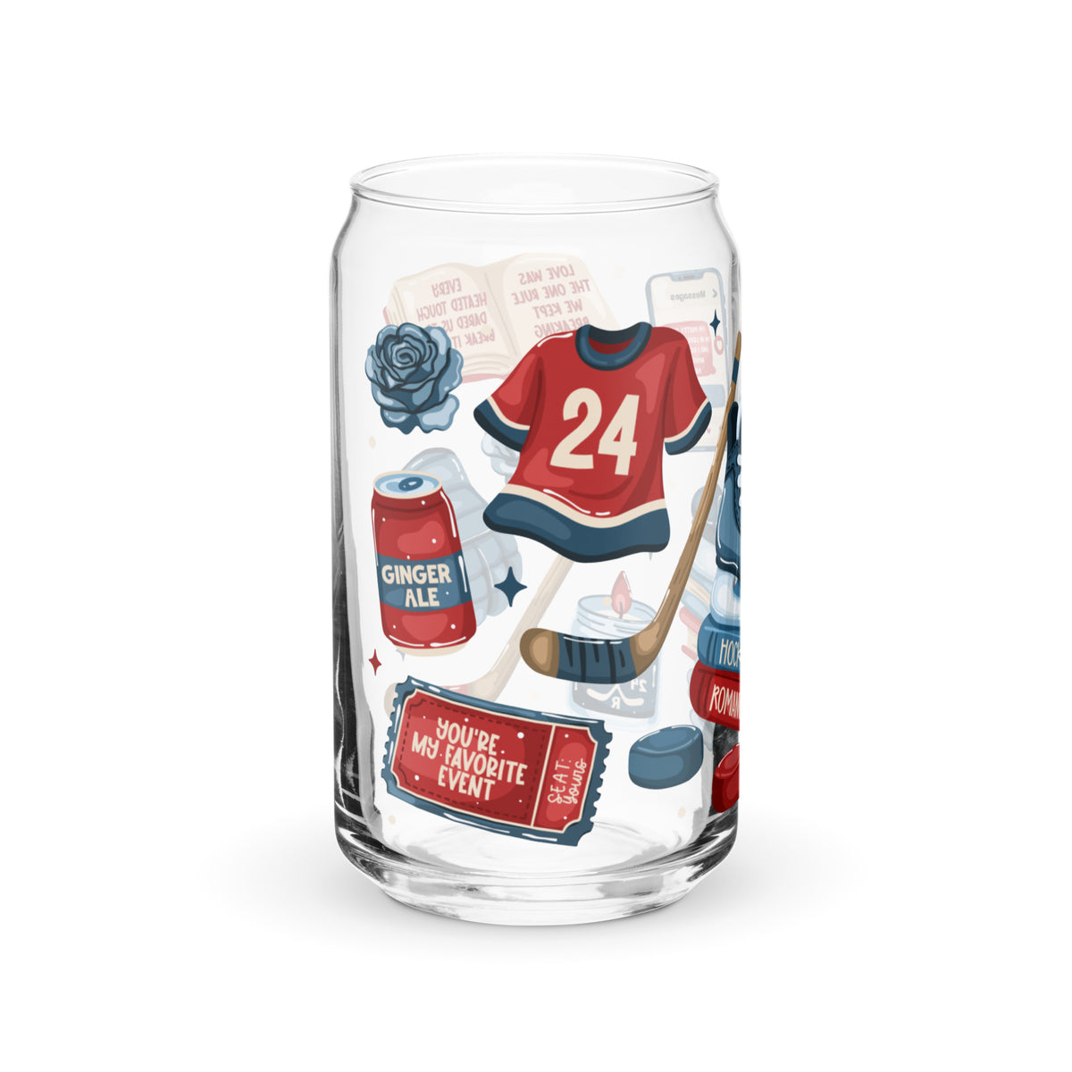 Queer Hockey Romance Bookish Glass Can Tumbler | Queer Sports Romance Reader Gift - Spinsterly Co