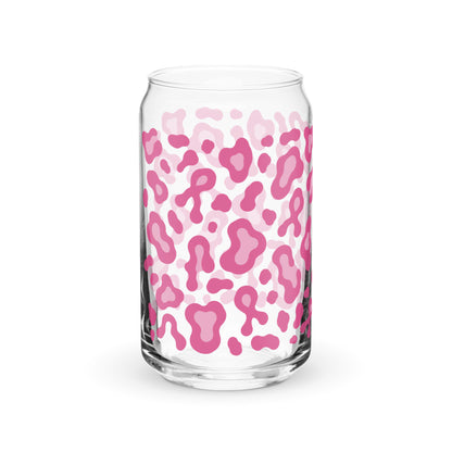Pink Leopard Print Can-Shaped Glass | Breast Cancer Awareness Month - Spinsterly Co