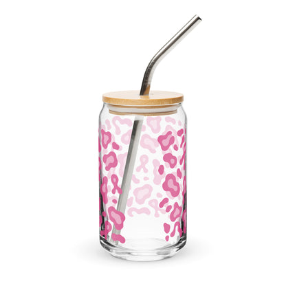 Pink Leopard Print Can-Shaped Glass | Breast Cancer Awareness Month - Spinsterly Co
