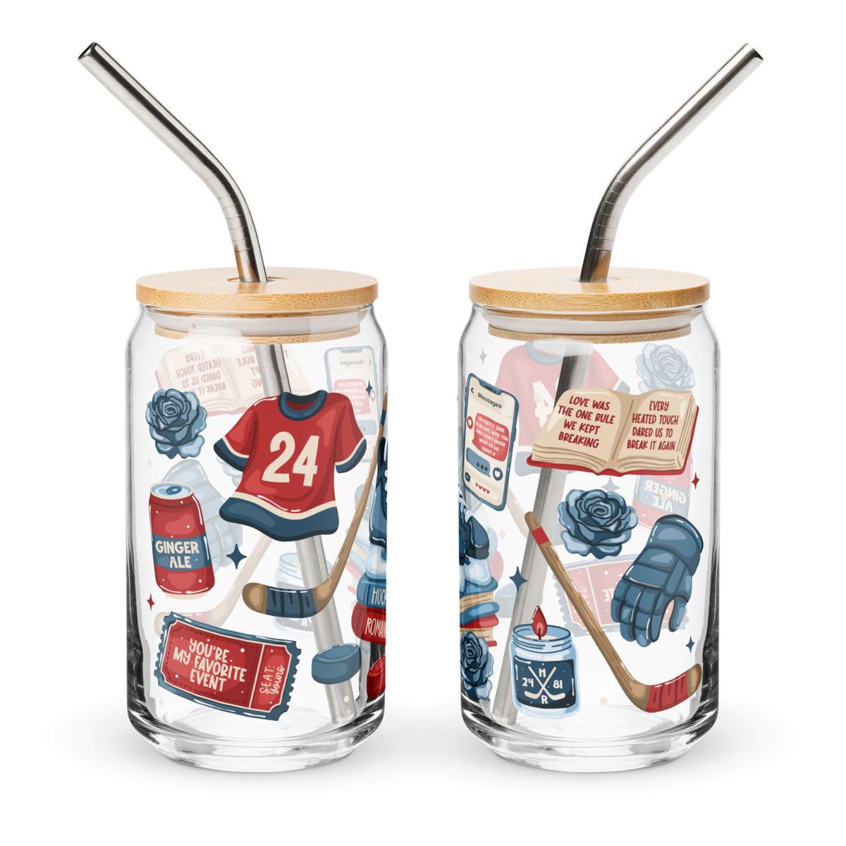 Queer Hockey Romance Bookish Glass Can Tumbler | Queer Sports Romance Reader Gift - Spinsterly Co