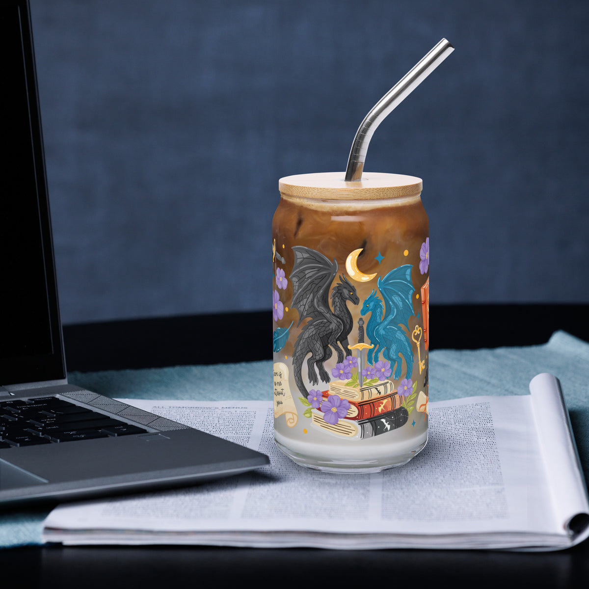 Dragon Romantasy Bookish Glass Can Tumbler — Fantasy Reader Gift - Spinsterly Co