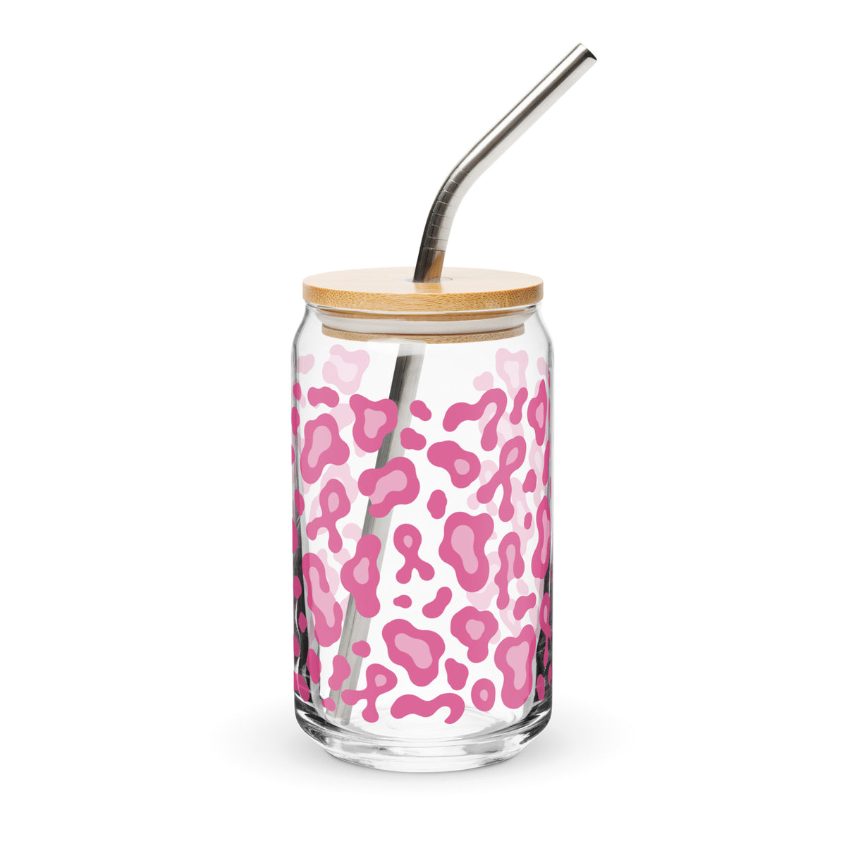Pink Leopard Print Can-Shaped Glass | Breast Cancer Awareness Month - Spinsterly Co