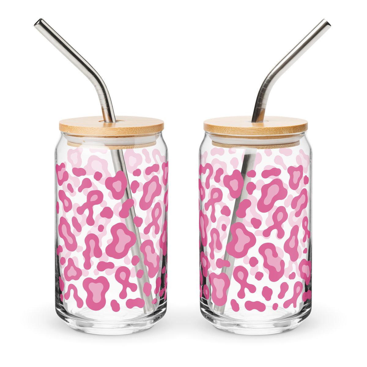 Pink Leopard Print Can-Shaped Glass | Breast Cancer Awareness Month - Spinsterly Co